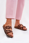 Ladies Slippers With Clear On Cork Sole Leopard Brown Sercele