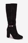 Women's heeled boots with gold buckle lined black Seraphine