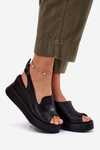 Ladies Leather Wedge Sandals Artiker 52C0484 Black
