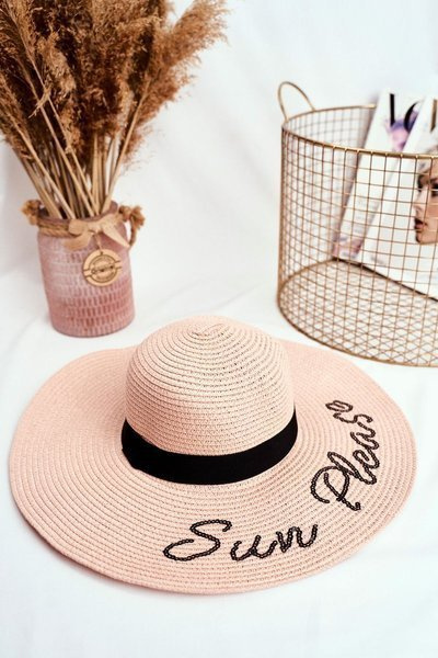 Women's Hat 100% Paper Pink A large-brimmed Sun Please