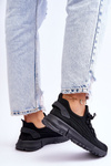 Buty Sportowe Sneakersy Damskie Wsuwane Czarne Rosett