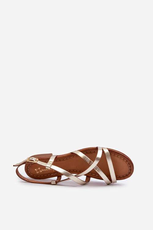 Flat Women's Leather Sandals Maciejka 06635-25 Gold