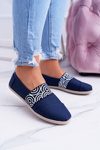 Navy Blue Fabric Toms Slip On Circle