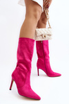 Women's Half-Calf Boots on Stiletto Fuchsia Odetteia