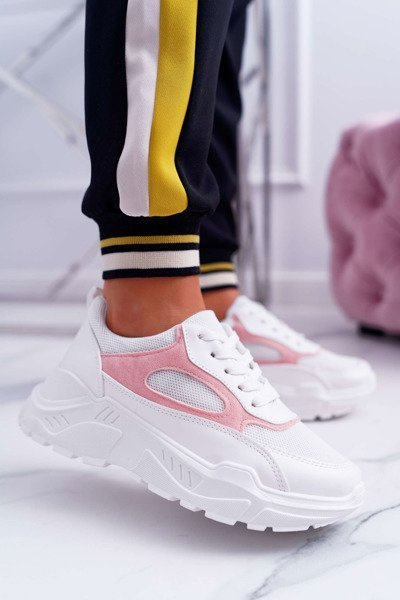 Sporty Women's Shoes Thick Sole White Pink HighStep