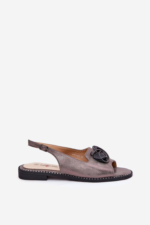 Shimmering Women's Sandals With Decoration S.Barski KV51-006 Gray