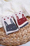 Women's Non-Slip Socks Warm Grey with Cute Cats