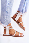 Women's Sandals With Studs In White Cavos