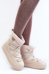 Women's Snow Boots with Platform and Tie Beige Fleure