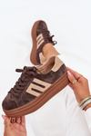 Women's Platform Sneakers Made Of Natural Suede Chocolate Eldira