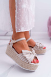 Women's Platform Platform Anchor Sandals With Bow Tie Beige Bounce