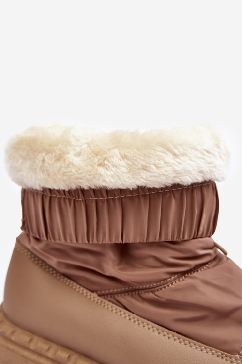 Women's snow boots on thick sole in dark beige Lureta