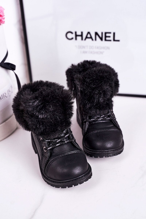 Children's Insulated Boots With Fur Black Nella