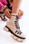 Warm Suede Boots Workers Tied Beige Pierro