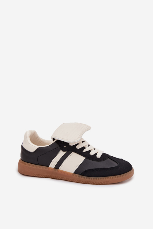 Damskie Niskie Sneakersy Z Wywiniętym Językiem Czarne Ardira