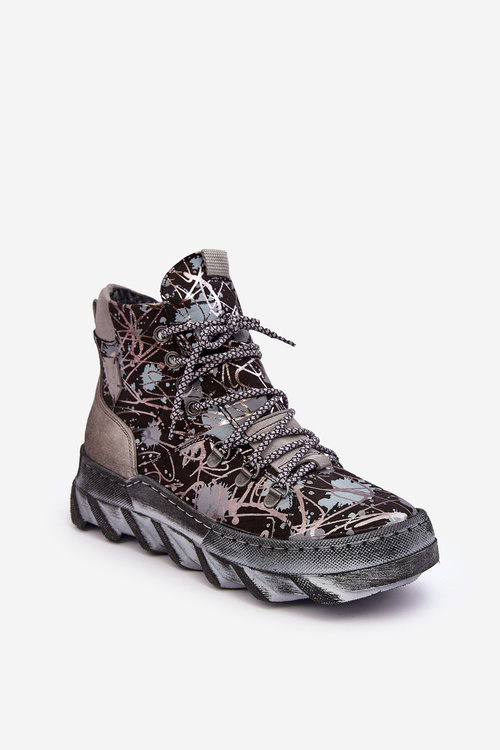 Botki Damskie Ocieplane Skóra Maciejka Szare 06146-03