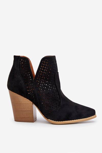Women's Stiletto Boots Suede Openwork Black Shades