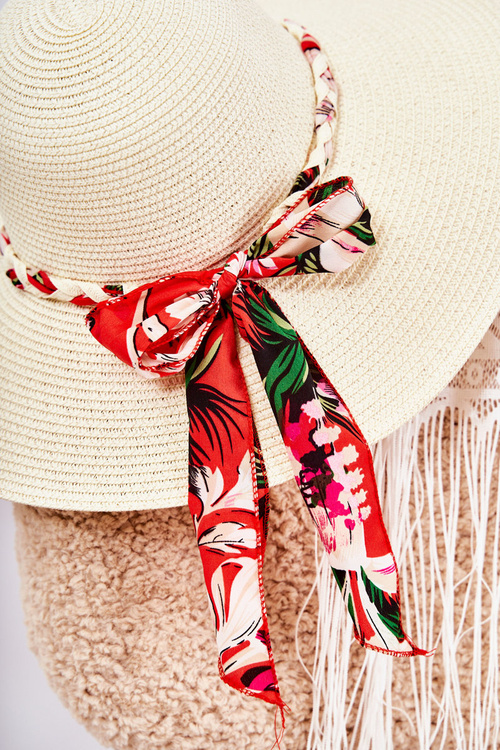 Women's Hat With A Colorful Stripe Light Beige Marsela