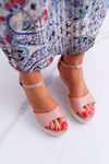 Women's Platform Anchor Sandals Suede Pink Delima