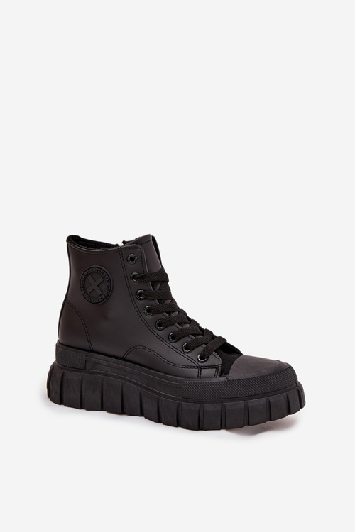 Insulated High Women's Sneakers On Platform Zipper Black Sarira