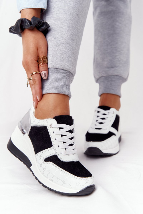 Leather Wedge Sneakers S.Barski Black-White