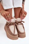 Women's Snow Boots on Platform with Fur Beige Florivelle