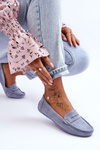 Mokasyny Damskie Zamsz Niebieskie Lenvie FT245