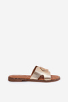 Flat Women's Slippers With Decorative Detail Golden Oferry