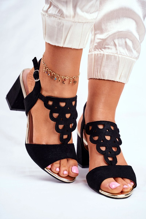 Sandały Damskie Zamszowe Czarne Vision