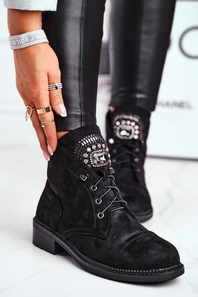 Women's High Boots Warm Suede Black Hondus