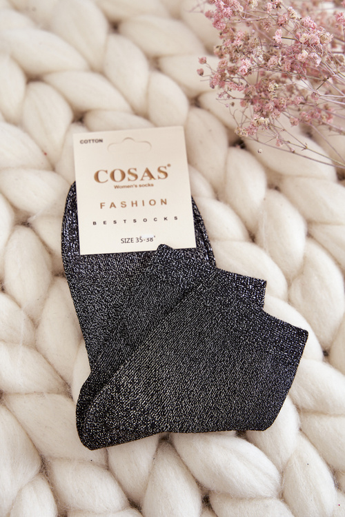 Women's Cotton Socks With Shiny Thread Cosas Black