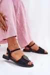 Women's Flat Sandals With Decoration S.Barski KV51-098 Black