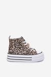 Womens High Top Sneakers On Massive Platform With Clips Leopard Gold Olivana