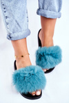 Women's Slides With Natural Fur Green Bushido