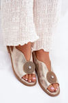 Shimmering Women's Sandals With Decorative Detail S.Barski KV51-012 Gold