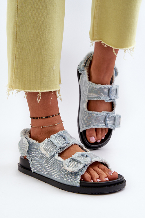 Blue Women's Embellished Denim Sandals Irmale