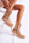 Openwork Booties With A Zipper With A Chain Beige Chantelle 