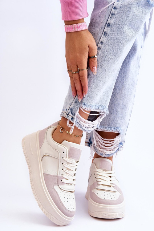 Buty Sportowe Damskie Wysokia Platforma Jasnobeżowe Bexley