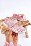Children's Velcro Ballerinas In Print Pink Selah 
