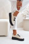 Damskie Buty Sportowe Platforma Skóra Naturalna 41470 Vinceza Beżowe