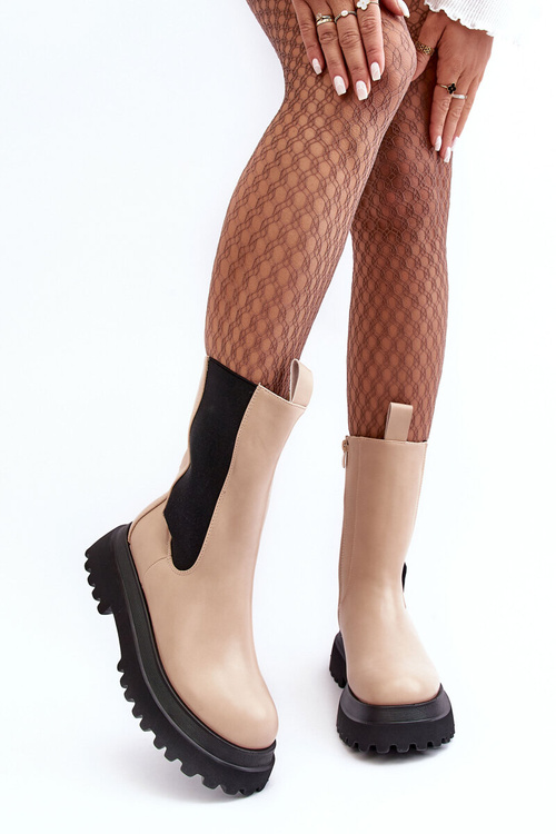 Women's Massive Platform Boots Beige Beatrice