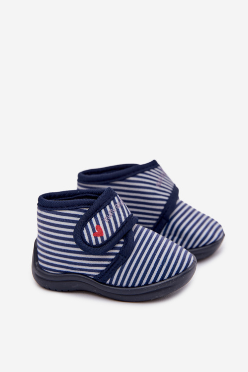 Children's slippers with Velcro striped navy Lavelle