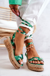 Sandals Espadrilles On Wedge Green Roxanne Flowers