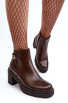 Leather Women's Boots On Massive Heel Brown Belinda