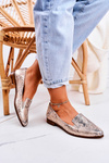 Women's Leather Moccasins Animal Print Gold Scarlett