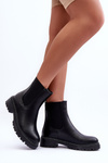 Sztyblety Botki Damskie Skóra Czarne RXJ210 BLACK