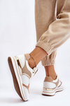 Women's Fashionable Wedge Sports Shoes White-Beige Yuki