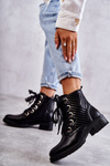 Leather Quilted Boots With Warming Black Torino