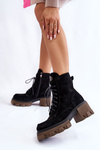 Women's Suede Warm Trapper Boots Black Rehin