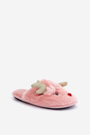 Christmas Slippers With Reindeer Design Furry Pink Asielle
